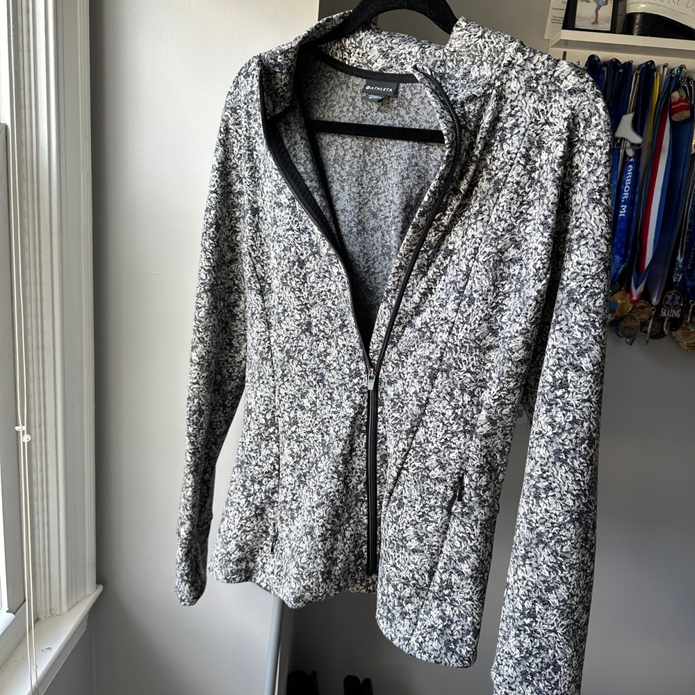 Athleta Black and White Teddy Jacket